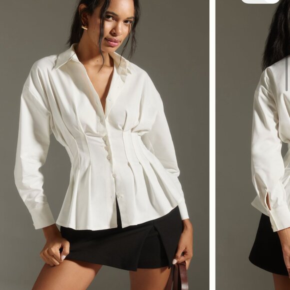 Anthropologie Tops - White maeve anthropologie long sleeve tobi shirt